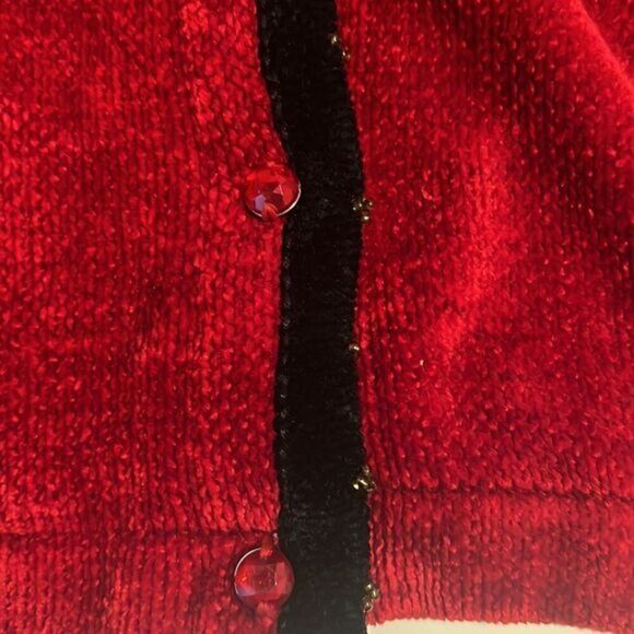 That Sweater Red Beaded with Hearts Button Up Sweater Cardigan Size M - Picture 15 of 16